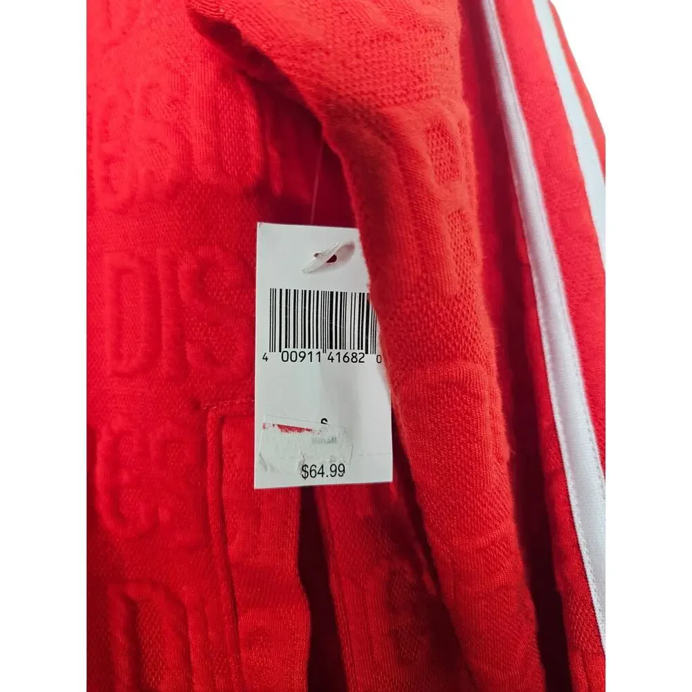 NEW Disney Parks S Red Embossed Logo Full Zip Track Jacket Stripe Disneyland